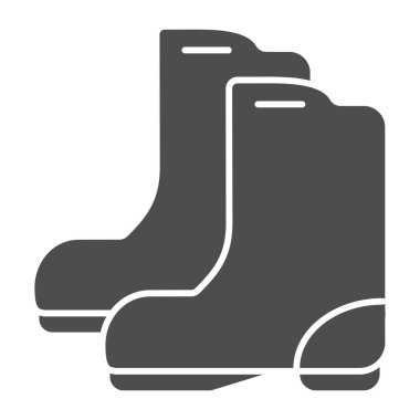 Lastik botlar katı bir ikon. Bahçe ayakkabısı çizimi beyaza izole edilmiş. Koruma giysisi kabartma tasarımı, web ve uygulama için tasarlandı. Eps 10.