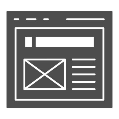 Tarayıcı katı simgesi. Web sitesi pencere çizimi beyaza izole edildi. Web sayfası kabartma tasarımı, web ve uygulama için tasarlanmış. Eps 10.