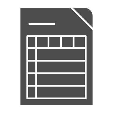 Katı simgeyi listele. Beyaz üzerine izole edilmiş belge vektör illüstrasyonu. Kağıt kabartma tasarımı, web ve uygulama için tasarlanmış. Eps 10.