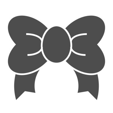 Hediye yayı katı simgesi. Dekorasyon vektör çizimi beyaza izole edildi. Düğüm şekli tasarımı, ağ ve uygulama için tasarlandı. Eps 10.