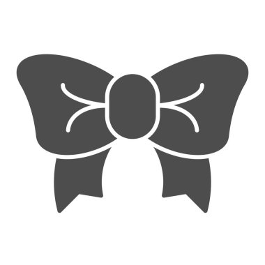 Şirin yay, sağlam bir ikon. Dekor vektör çizimi beyaza izole edildi. Kurdele yay tasarımı, web ve uygulama için tasarlanmış. Eps 10.