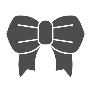 Minimalist yay katı simgesi. Festivalsel düğüm vektör çizimi beyaza izole edildi. Hediye dekorasyonu kabartma tasarımı, web ve uygulama için tasarlanmış. Eps 10.