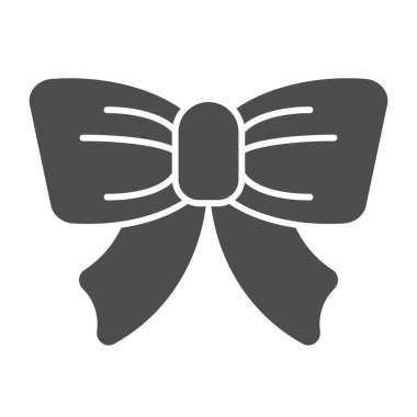 Şirin yay, sağlam bir ikon. Hediye düğümü vektör çizimi beyaza izole edildi. Şenlikli dekorasyon kabartma tasarımı, web ve uygulama için tasarlanmış. Eps 10.