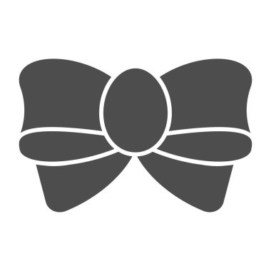 Hediye yayı katı simgesi. Beyaz üzerine izole edilmiş mevcut dekor vektör illüstrasyonu. Bağlı düğüm kabartma tasarımı, ağ ve uygulama için tasarlanmış. Eps 10.