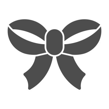 İnce yay, sert simge. Hediye dekor vektör çizimi beyaza izole edildi. Kurdele düğümü kabartma stili tasarımı, web ve uygulama için tasarlandı. Eps 10.