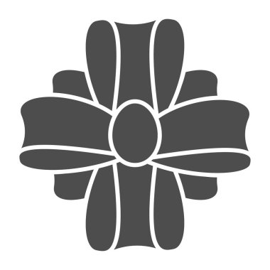 Katı bir ikonun önünde eğil. Hediye dekor vektör çizimi beyaza izole edildi. Kurdele düğümü kabartma stili tasarımı, web ve uygulama için tasarlandı. Eps 10.