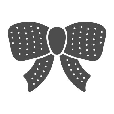 Polka nokta yay katı ikon. Paket dekor vektör çizimi beyaza izole edildi. Ağ ve uygulama için tasarlanmış zarif bir yay tasarımı. Eps 10.