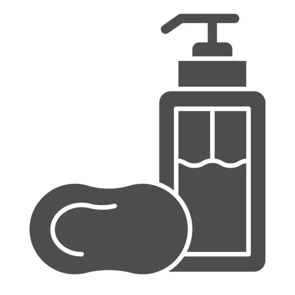 Savon liquide icône solide. Illustration vectorielle de signe d'hygiène isolée sur blanc. Bouteille en plastique design de style glyphe, conçu pour le web et l'application. Eps 10 . — Image vectorielle