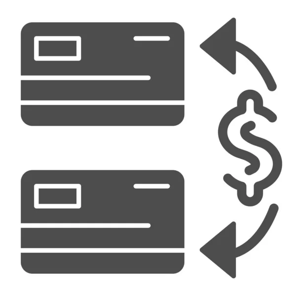 Due carte di credito icona solida. Illustrazione vettoriale di trasferimento di denaro isolato su bianco. Design in stile glifo Transazione, progettato per web e app. Eps 10 . — Vettoriale Stock
