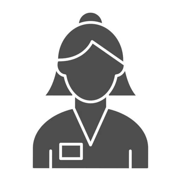 은행원의 단단 한 아이콘이지. 은행 근로자 벡터 일러스트는 흰색에 분리되어 있다. 여성 계정 관리자 글 리프 스타일 디자인은 웹 과 앱을 위해 설계되었다. Eps 10. — 스톡 벡터