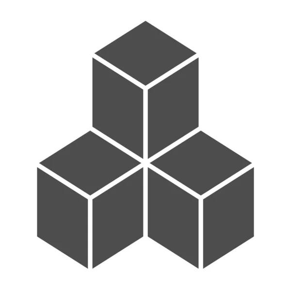 Geometrické kostky pevné ikony. Roztok vektorové ilustrace izolované na bílé. Bloky glyf styl design, určený pro web a aplikaci. Eps 10. — Stockový vektor