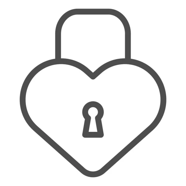 Herzförmiges Lock Line Icon. Love Vorhängeschloss Vektor Illustration isoliert auf weiß. Geschlossenes Schloßdesign, entworfen für Web und App. Eps 10. — Stockvektor