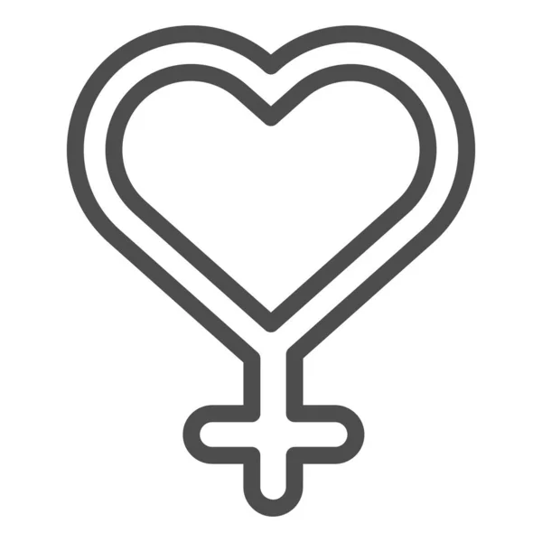 Жіноча піктограма гендерної лінії. Жінка у формі серця гендерний знак Векторні ілюстрації ізольовані на білому. Сексуальний знак окреслює стиль дизайну, призначений для веб та додатків. Епс 10 . — стоковий вектор