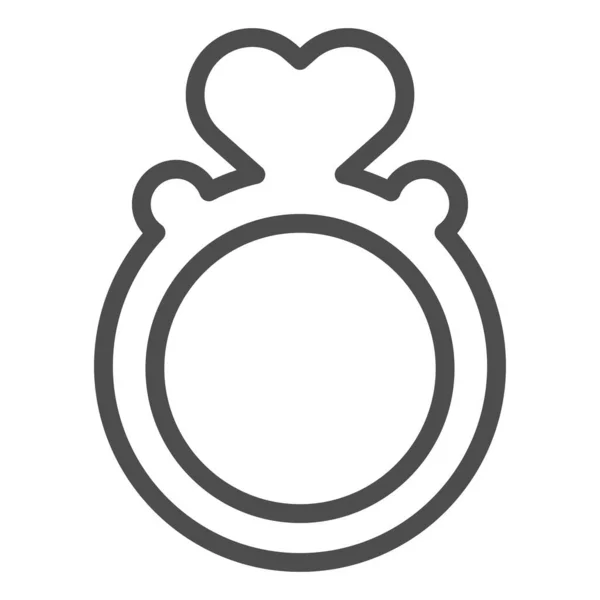 Δαχτυλίδι με σχήμα καρδιάς εικόνα γραμμή πολύτιμων λίθων. Δαχτυλίδι αρραβώνων με απεικόνιση φορέα καρδιάς που απομονώνεται στο λευκό. Σχέδιο στυλ κόσμημα περίγραμμα, σχεδιασμένο για web και app. Eps 10. — Διανυσματικό Αρχείο