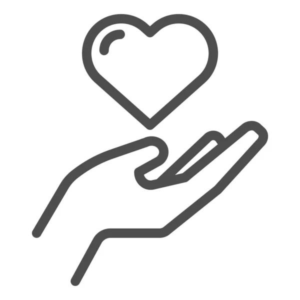 Icône coeur dans la main. Amour dans l'illustration vectorielle bras isolé sur blanc. Conception de style de contour de soins, conçu pour le web et l'application. Eps 10 . — Image vectorielle