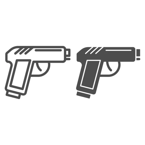 피스톨 라인이랑 글 리프 아이콘이야. 흰색에 만 존재하는 총기 벡터 그림. 무기의 윤곽 디자인은 웹 과 앱을 위해 설계되었다. Eps 10. — 스톡 벡터