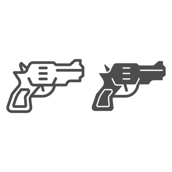 Revolver line and glyph icon. Weapon vector illustration isolated on white. Gun outline style design, designed for web and app. Eps 10. — Stock Vector