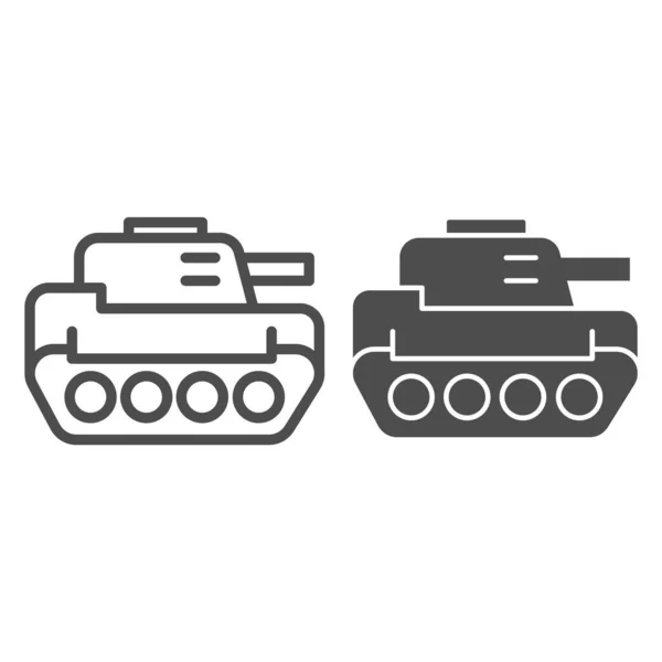 Ligne de réservoir et icône de glyphe. Illustration vectorielle Panzer isolée sur blanc. Conception de style de contour d'armure, conçu pour le web et l'application. Eps 10 . — Image vectorielle