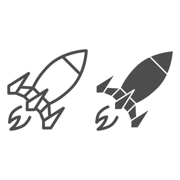 Linha de foguete e ícone de glifo. Ilustração vetorial da nave espacial isolada em branco. Lançar design de estilo esboço, projetado para web e aplicativo. Eps 10 . —  Vetores de Stock