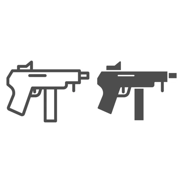 Línea de ametralladora e icono de glifo. Ilustración automática de vectores de bombas aislada en blanco. Diseño de estilo de contorno de arma de fuego, diseñado para web y aplicación. Eps 10 . — Vector de stock