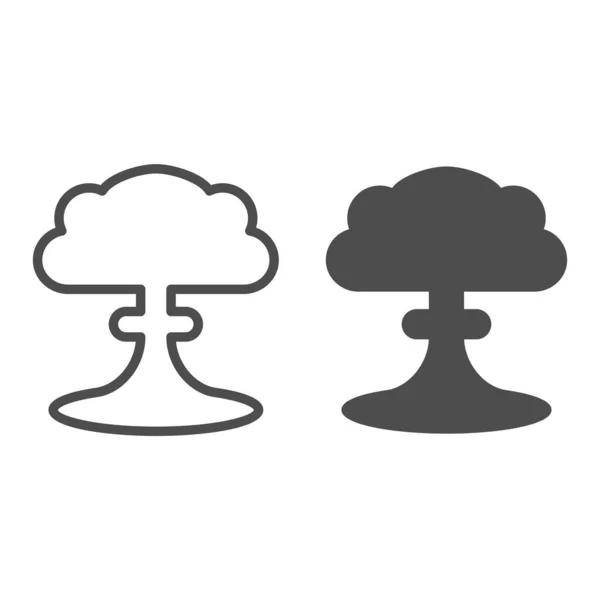 Nucleaire explosie lijn en glyph icoon. Radioactieve explosie vector illustratie geïsoleerd op wit. Apocalyps outline stijl ontwerp, ontworpen voor web en app. Eps 10. — Stockvector