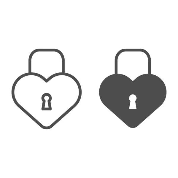 Heart shape lock line and glyph icon. Love padlock vector illustration isolated on white. Closed lock outline style design, designed for web and app. Eps 10. — Stock Vector