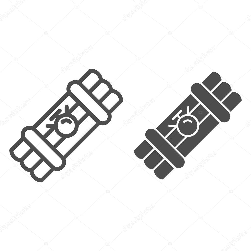 Dynamite bomb line and glyph icon. Countdown bomb vector illustration isolated on white. Explosive outline style design, designed for web and app. Eps 10.