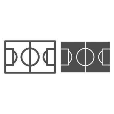 Futbol sahası çizgisi ve sembol. Beyazda izole edilmiş futbol alanı vektör çizimi. Stadyum tasarımı, web ve uygulama için tasarlandı. Eps 10.