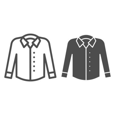 Uzun kollu gömlek ve sembol simgesi. Resmi kıyafet vektör çizimi beyaza izole edildi. Erkekler giysi tasarımı tasarımı, web ve uygulama için tasarlandı. Eps 10.