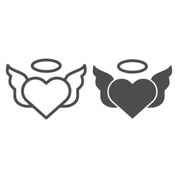Καρδιά με ζεύγος πτερύγων γραμμή και ανάγλυφο εικονίδιο. Αγίου Βαλεντίνου απεικόνιση διάνυσμα καρδιά απομονώνονται σε λευκό. Σχέδιο στυλ αγγελική καρδιά περίγραμμα, σχεδιασμένο για web και app. Eps 10. — Διανυσματικό Αρχείο