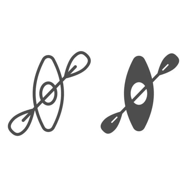 Kajak s pádlovou linkou a ikonou glyfu. Kajaková vektorová ilustrace izolovaná na bílém. Návrh osnovy veslování, určený pro web a aplikaci. Eps 10. — Stockový vektor
