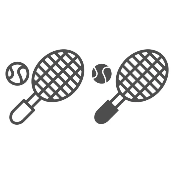 Tennisball med racket line og glyph ikon. Sportsutstyr - vektorillustrasjon isolert på hvitt. Tennisspilldesign, designet for web og app. Eps 10 . – stockvektor