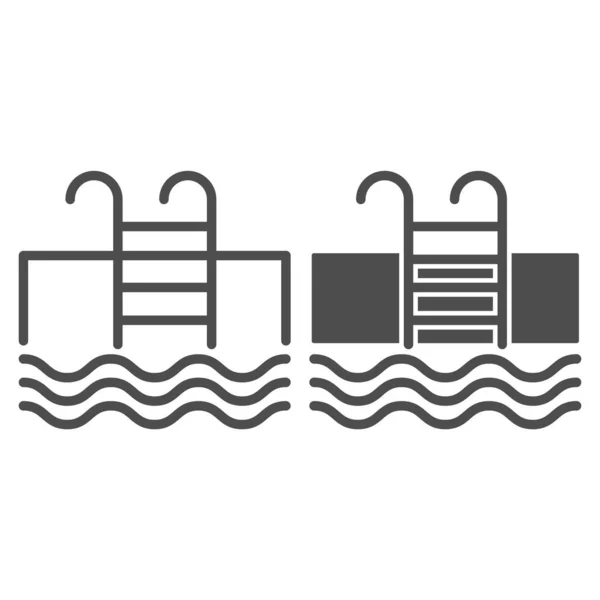 Pool line and glyph icon. Swimming pool vector illustration isolated on white. Ladder and water outline style design, designed for web and app. Eps 10.