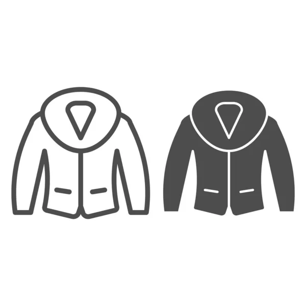 Kürk desenli ceket ve sembol. Kışlık giysi çizimi beyaza izole edildi. Ağ ve uygulama için tasarlanmış outwear tasarımı. Eps 10. — Stok Vektör
