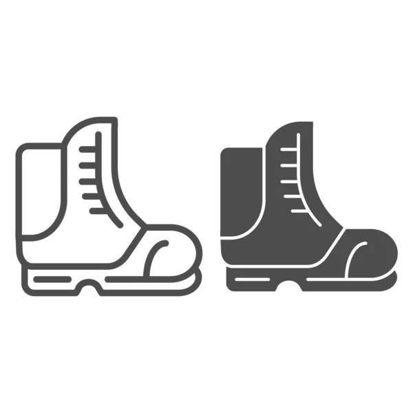 Ligne de démarrage et icône de glyphe. Illustration vectorielle de chaussures isolée sur blanc. Conception de style de chaussure de randonnée, conçu pour le web et l'application. Eps 10 . — Image vectorielle