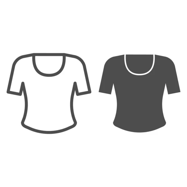 T-shirt lijn en glyph icoon. Overhemd vector illustratie geïsoleerd op wit. Casual kleding schetsen stijl ontwerp, ontworpen voor web en app. Eps 10. — Stockvector