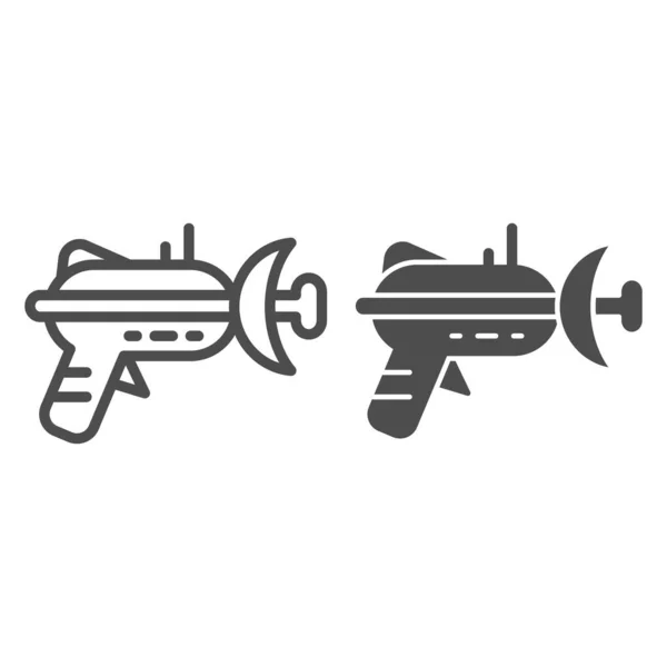 Linha Blaster e ícone de glifo. Ilustração vetorial de arma laser isolada em branco. Projeto de estilo de contorno de arma de espaço, projetado para web e aplicativo. Eps 10 . —  Vetores de Stock