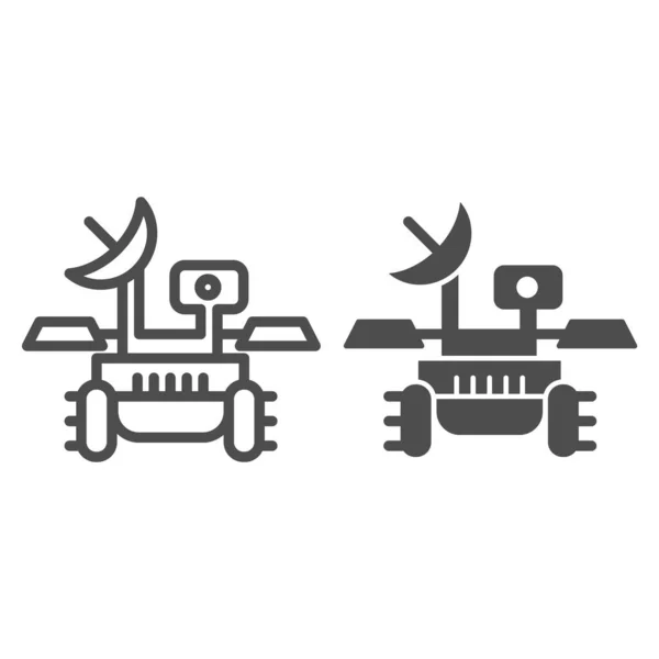 Mars rover line and glyph icon. Research module voyager vector illustration isolated on white. Explorer outline style design, designed for web and app. Eps 10. — Stock Vector