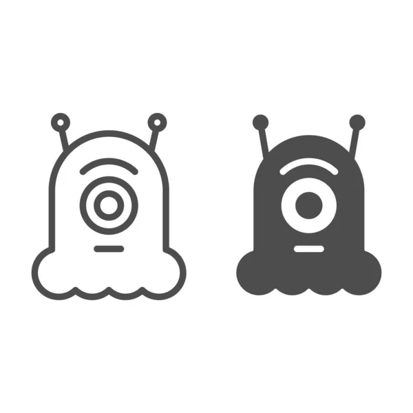 Alien line and glyph icon. Extraterrestrial vector illustration isolated on white. Monster outline style design, designed for web and app. Eps 10. — Stock Vector