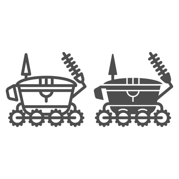 Moon rover line and glyph icon. Astronomy vector illustration isolated on white. Space vehicle outline style design, designed for web and app. Eps 10. — Stock Vector