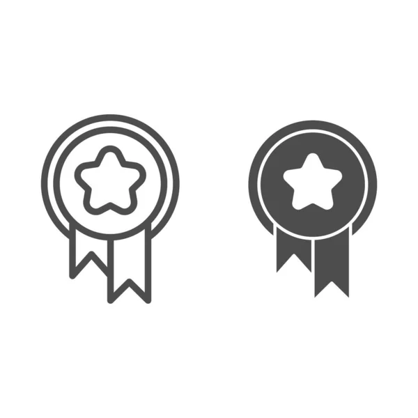 Лінія нагород і значок гліфів. Медаль зі стрічкою Векторні ілюстрації ізольовані на білому. Дизайн стилю нагородження домашніх тварин, розроблений для веб та додатків. Епс 10 . — стоковий вектор