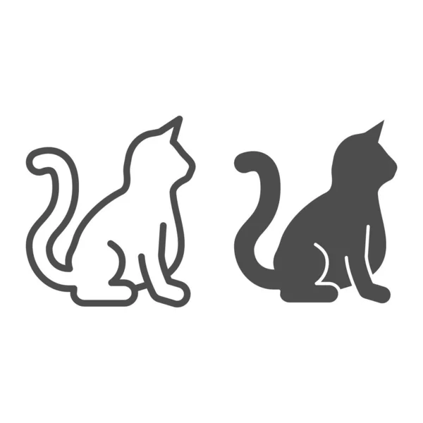 Linia kotów i ikona glifów. Ilustracja wektora zwierzęcia izolowana na białym. Projektowanie stylu Kitty, zaprojektowany dla sieci web i aplikacji. Eps 10. — Wektor stockowy