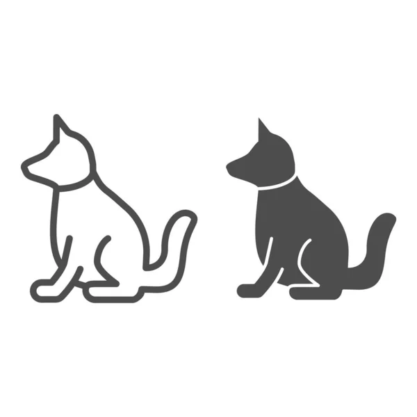 Linia psów i ikona glifów. Ilustracja wektora zwierzęcia izolowana na białym. Projektowanie stylu szczeniak, przeznaczony do sieci web i aplikacji. Eps 10. — Wektor stockowy