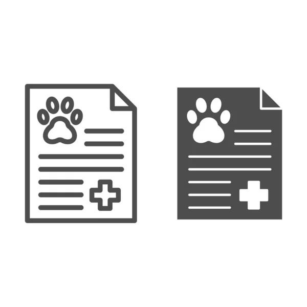 Pet medical record line and glyph icon. Animal health examination form vector illustration isolated on white. Pet examination document outline style design, designed for web and app. Eps 10. — Stock Vector