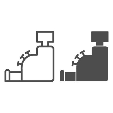 Yazar kasa hattı ve sağlam bir ikon. Antika para kayıt makinesi sembolü, beyaz arka planda ana hatlı resim. Mobil konsept ve web tasarımı için ticari satış tabelası. Vektör grafikleri.