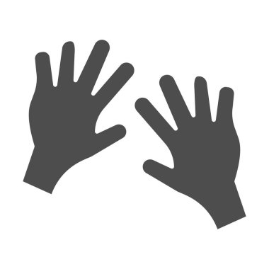 Bebek elleri sağlam bir ikon, çocuk bakımı konsepti, beyaz arka planda küçük çocuk kolları işareti, mobil konsept ve web tasarımı için glifli çocuk avuçlarının simgesi. Vektör grafikleri.