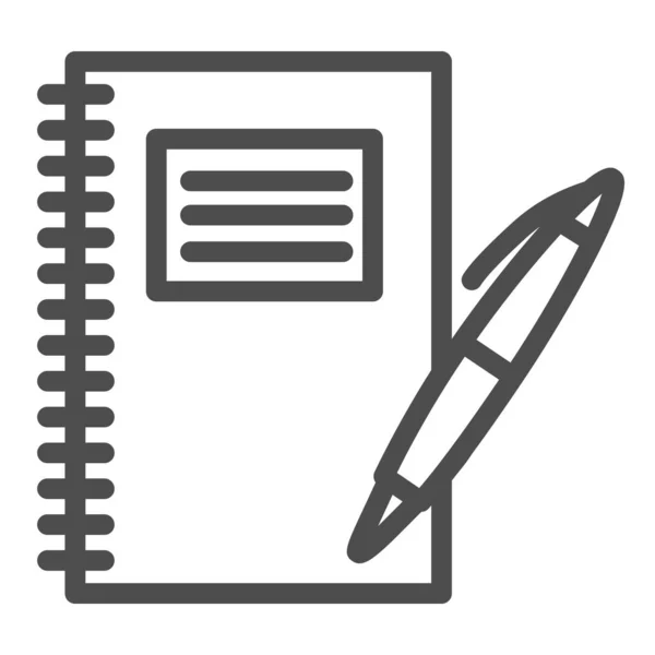 Notebook och penna linje ikon, skolan leveranser koncept, Skrivblock med penna skylt på vit bakgrund, skriva i not pad symbol i kontur stil för mobil och webbdesign. Vektorgrafik. — Stock vektor