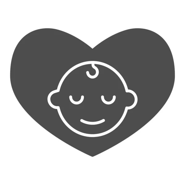 Dziecko w kształcie serca solidna ikona, 1 czerwca koncepcji dzień ochrony dzieci, Dziecko znak miłości na białym tle, Mały chłopiec w pięknym stylu symbolem ikony glif dla telefonów komórkowych i sieci web. Wektor. — Wektor stockowy
