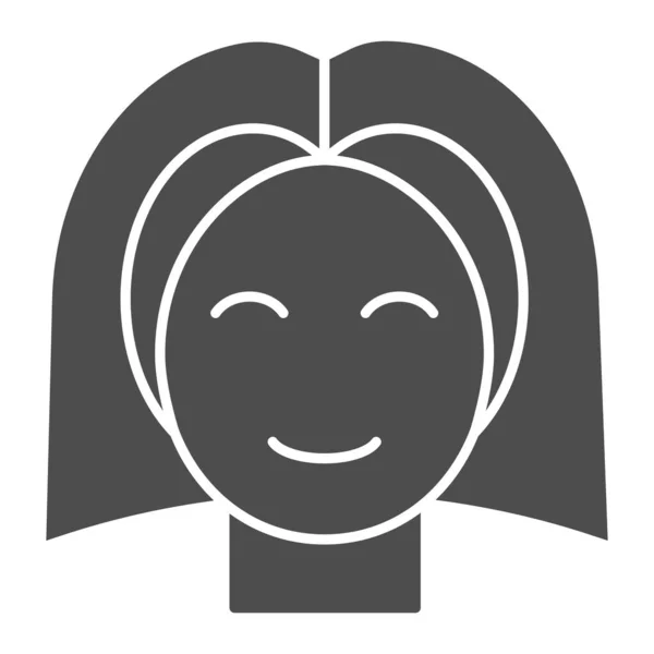 Icône de tête d'adolescente solide, concept d'enfance, jeune fille avec signe de cheveux raides sur fond blanc, icône de tête d'adolescente dans le style glyphe pour la conception mobile et web. Graphiques vectoriels . — Image vectorielle