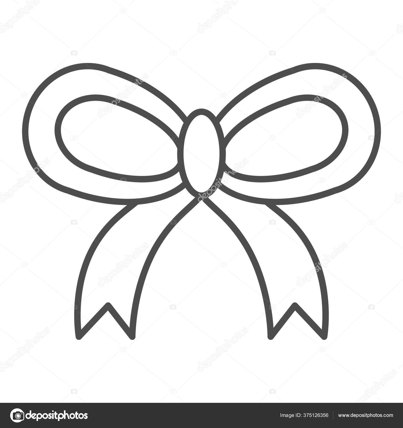 Thin ribbon bow thin line icon. Gift decoration vector